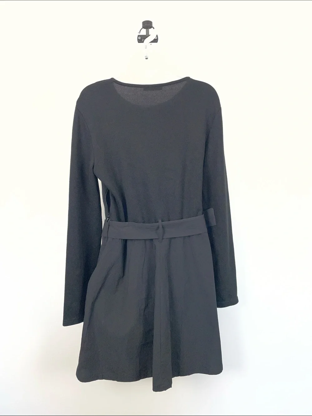 Zara Long Sleeve Combination Goth Black Women's XL Sweater Mini Dress with Belt - Picture 5 of 8